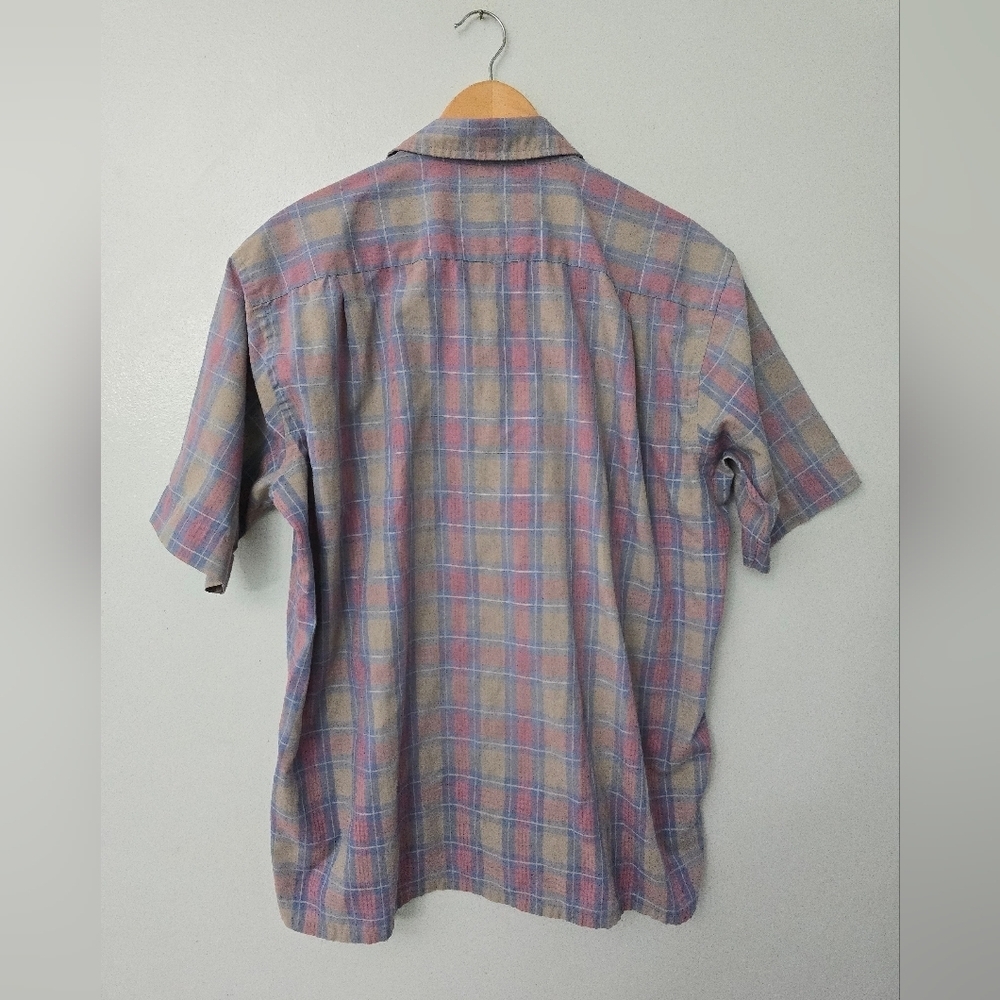 Vtg 60s 70s Christian Dior Shirt Size XL Checkered Hong Kong *stained* - Picture 5 of 8